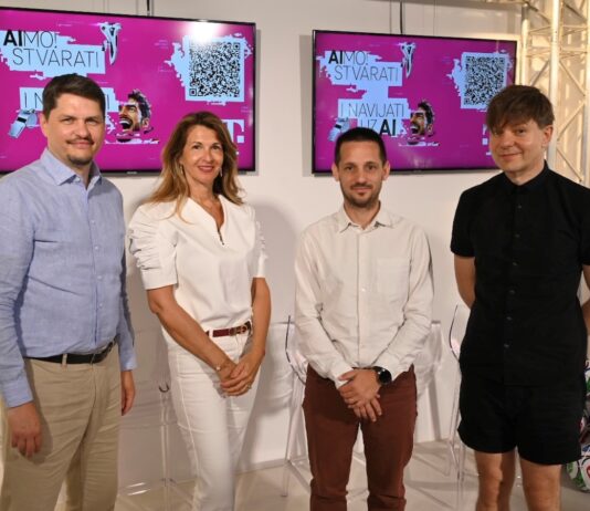 AIMO! stvarati i navijati uz AI - Igor Vukasović, Frankica Mitrović Mihić, Ivan Runje i Davor Bruketa; foto Hrvatski Telekom